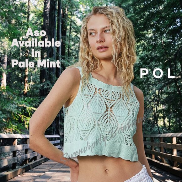 POL Boho Feminine Soft Crochet Loose Fit 100% Cotton Sleeveless Crop Top. - Picture 7 of 9